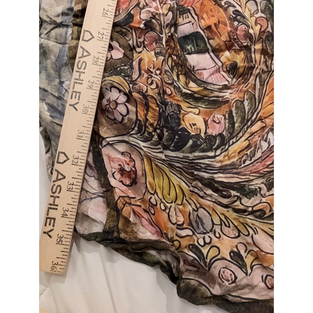 Natural Life Boho Floral Wide Leg Pants Small Coral Palazzo Elastic Waist - Picture 7 of 13